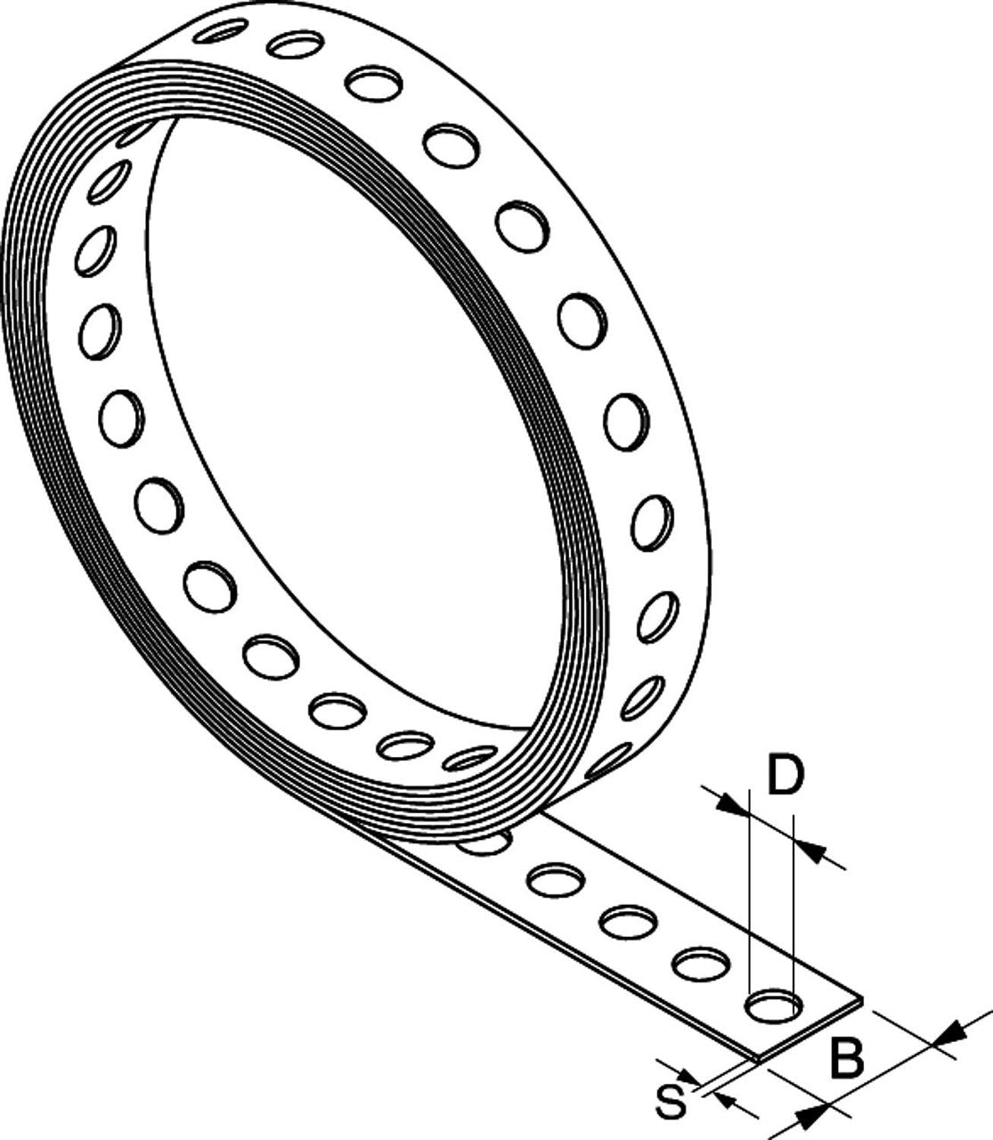 Ruban perforé galvanisé, rouleau 10 m