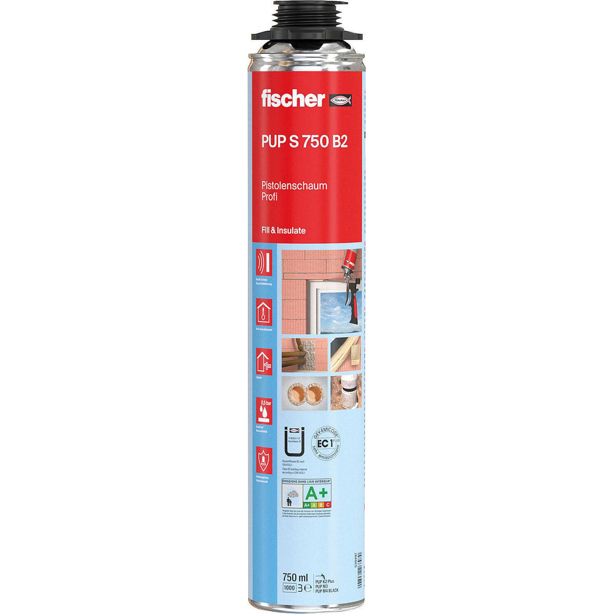 Mousse de montage PUP S 750 B2 pour pistolet Fischer, 750 ml