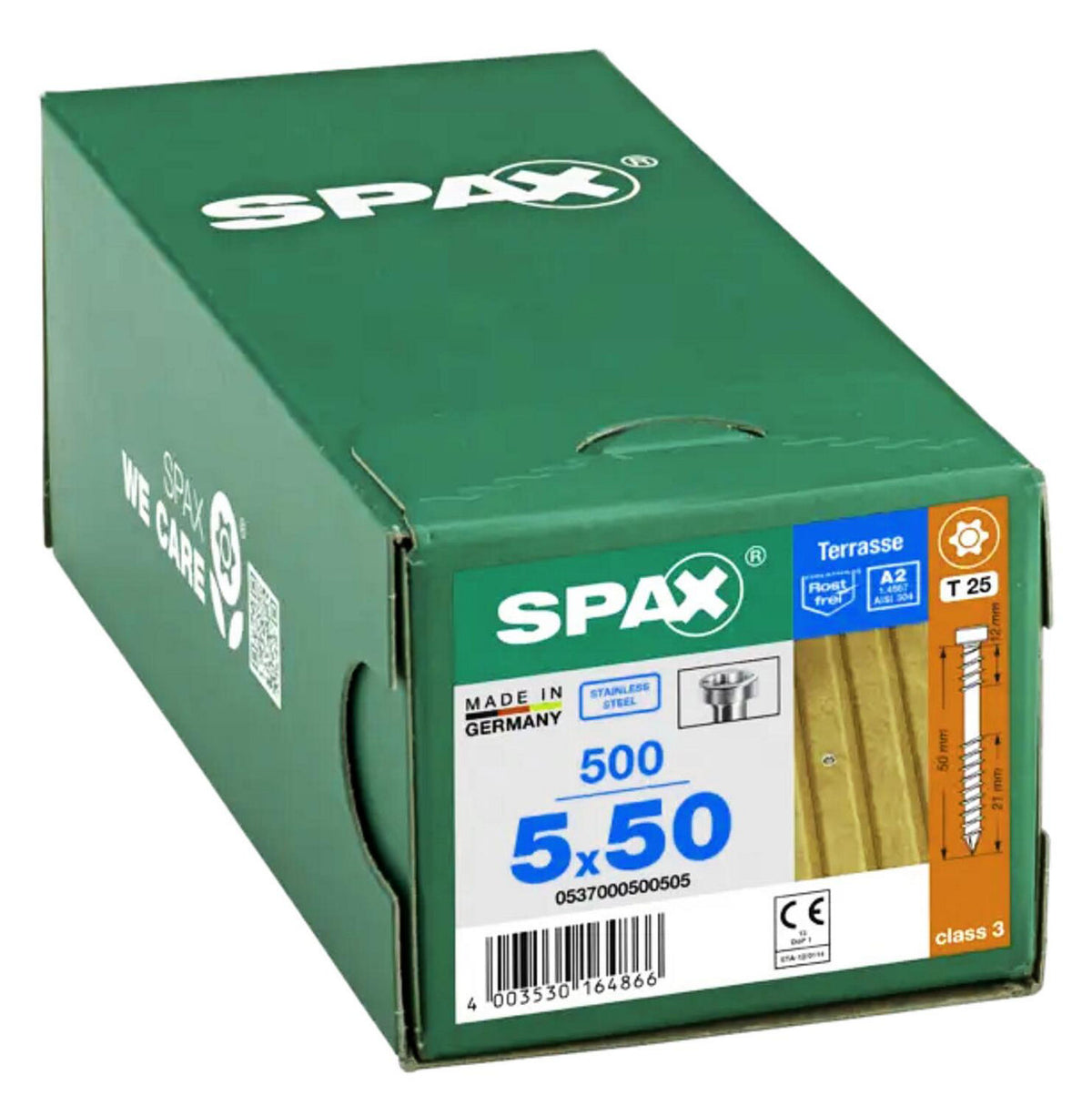 Vis de terrasse SPAX inox A2, filetage de fixation, tête cylindrique
