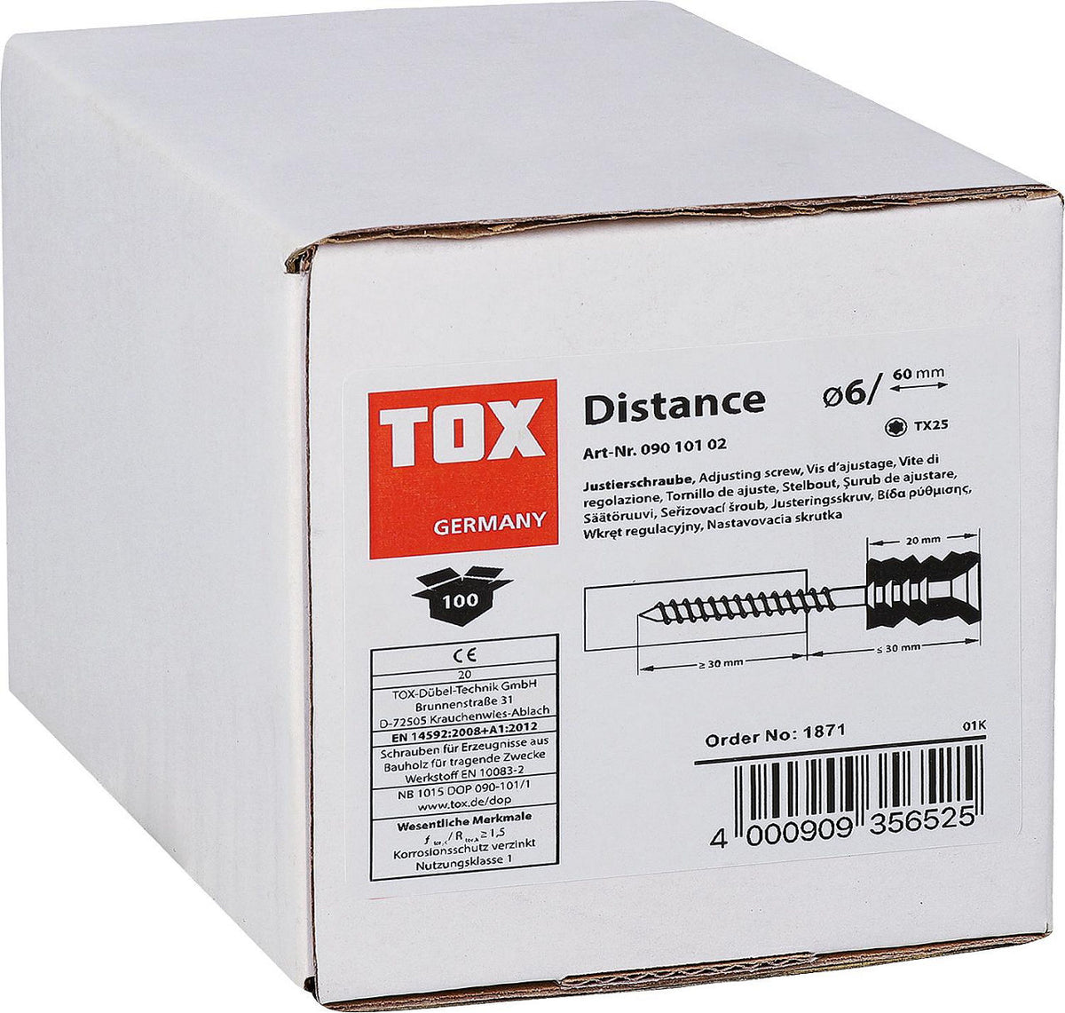 Vis à tête fraisée TOX filetage de fixation galvanisé Ø 6