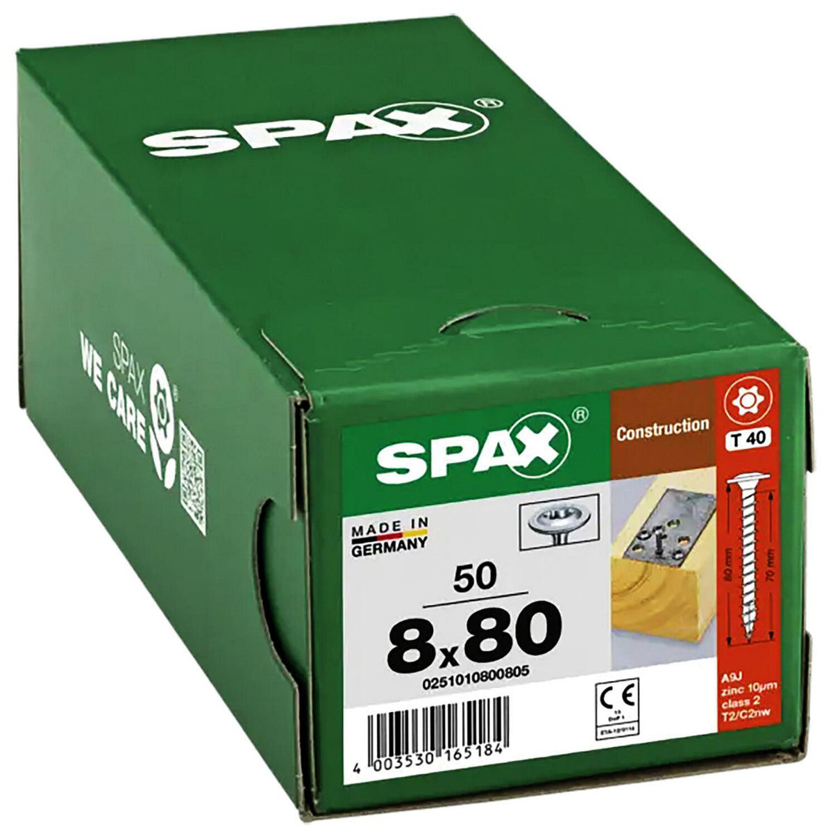 Promo pack SPAX full-thread washer head screws Ø8x100 mm, 250 pieces + WS bucket