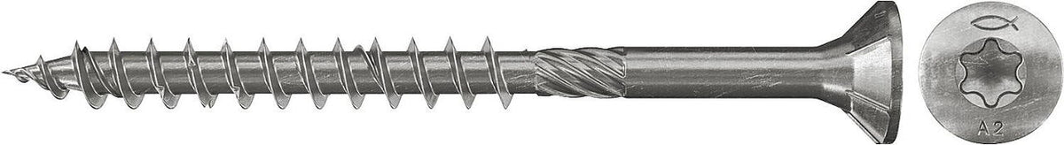 Vis à tête fraisée Fischer filetage partiel inox A2 Ø 3,5–6 mm