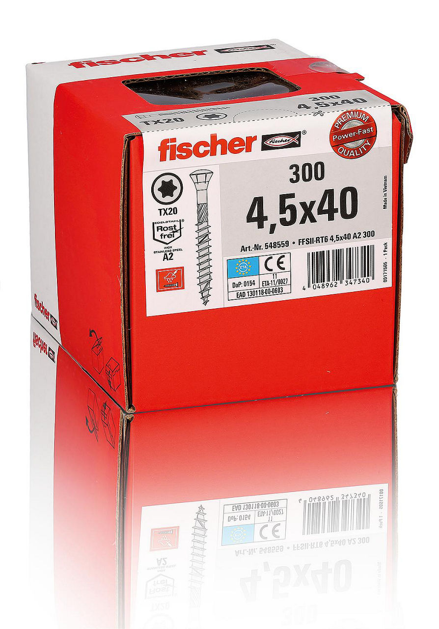 Vis de bardage bois Fischer FFSII, inox A2, Torx