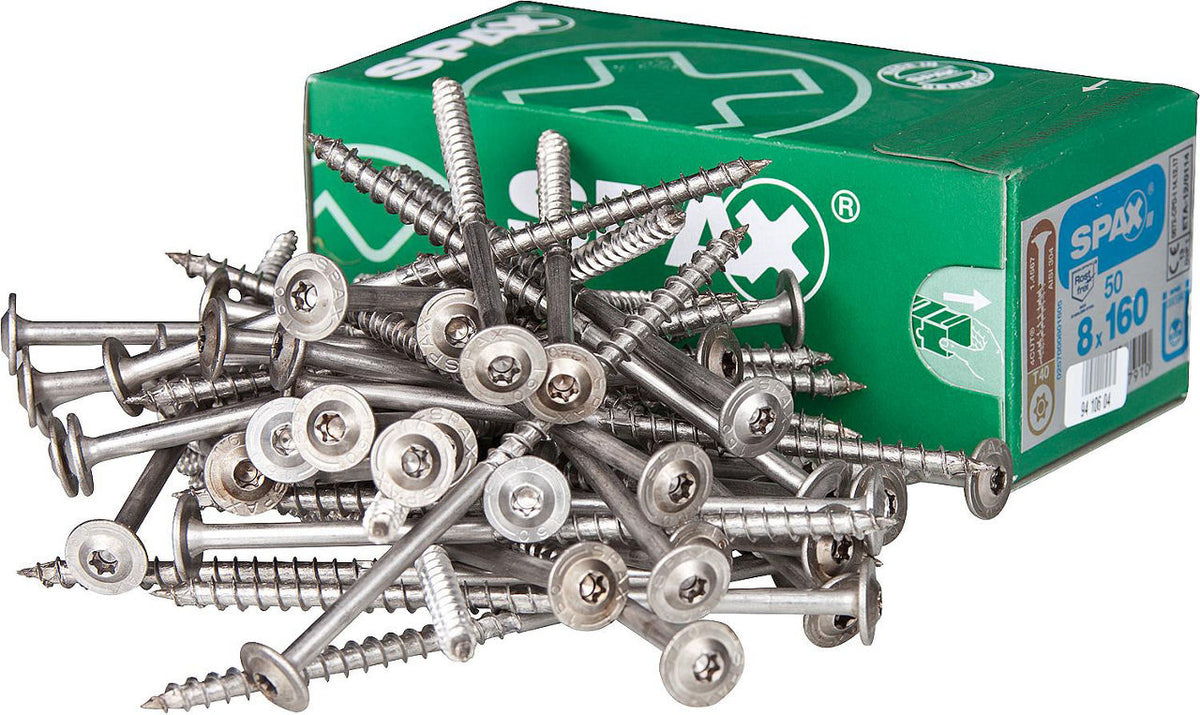Vis à tête disque SPAX filetage complet inox A2 Ø 6–8 mm