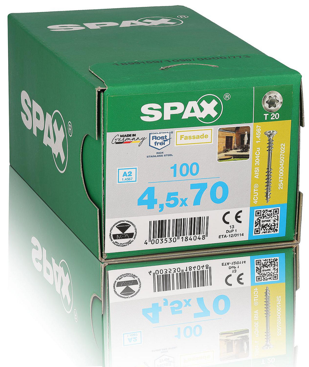Vis à tête lentille fraisée SPAX filetage de fixation inox A2 Ø 4,5