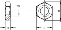 Hexagon thin nuts form B, Cl.04, DIN 439, zinc plated M3