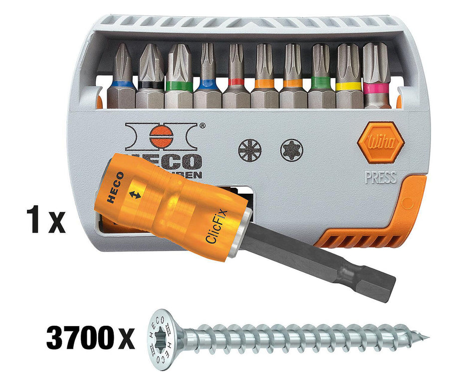 Profi-Set « Menuisier » HECO-TOPIX-plus, vis tête fraisée, 3711 pièces