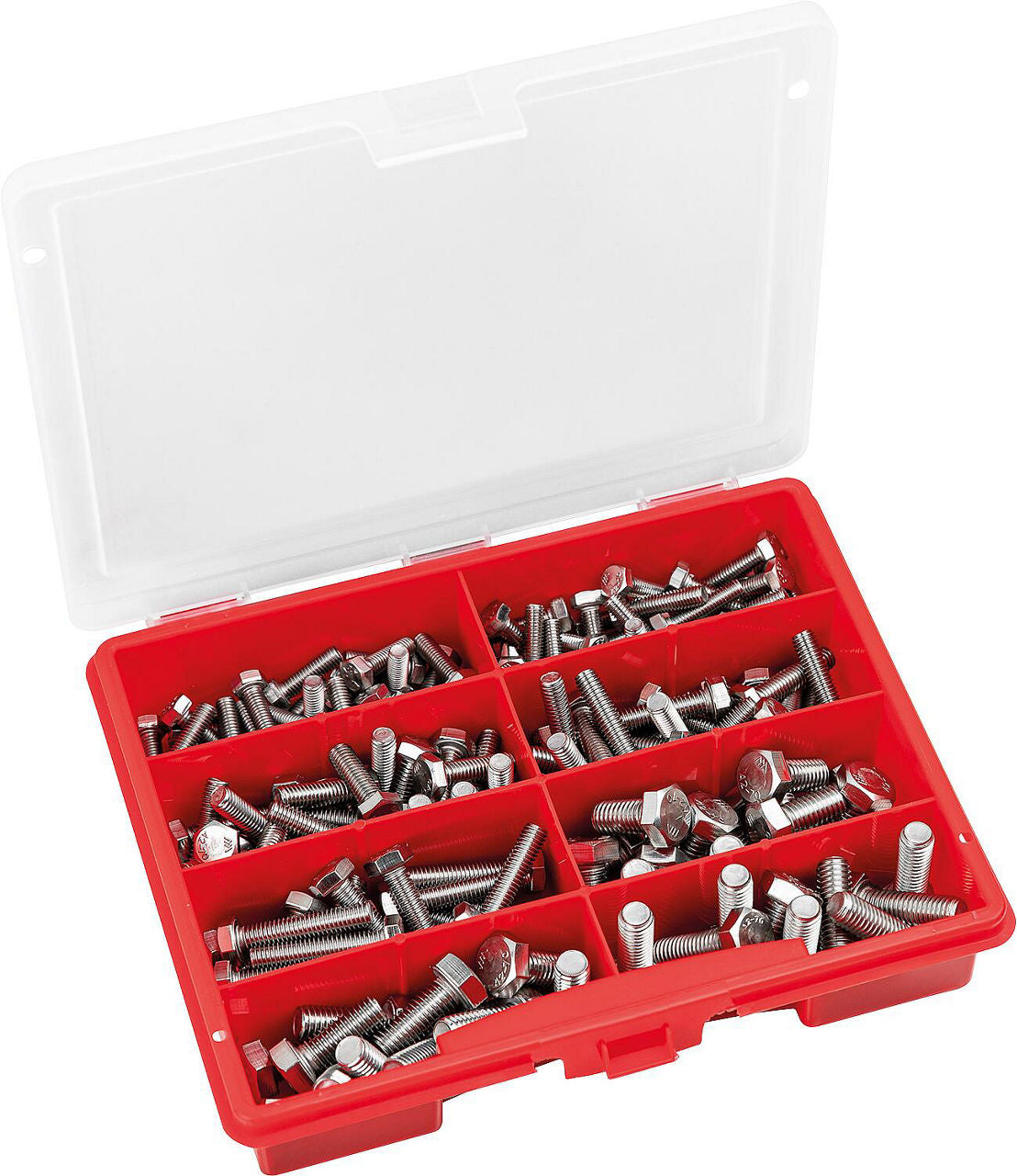 Mallette d'assortiment de vis à tête hexagonale DIN 933 inox A2, 157 pièces