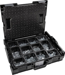 Coffret L-BOXX écrous DIN 934, rondelles DIN 125 et rondelles carrosserie zingués, 1800 pièces