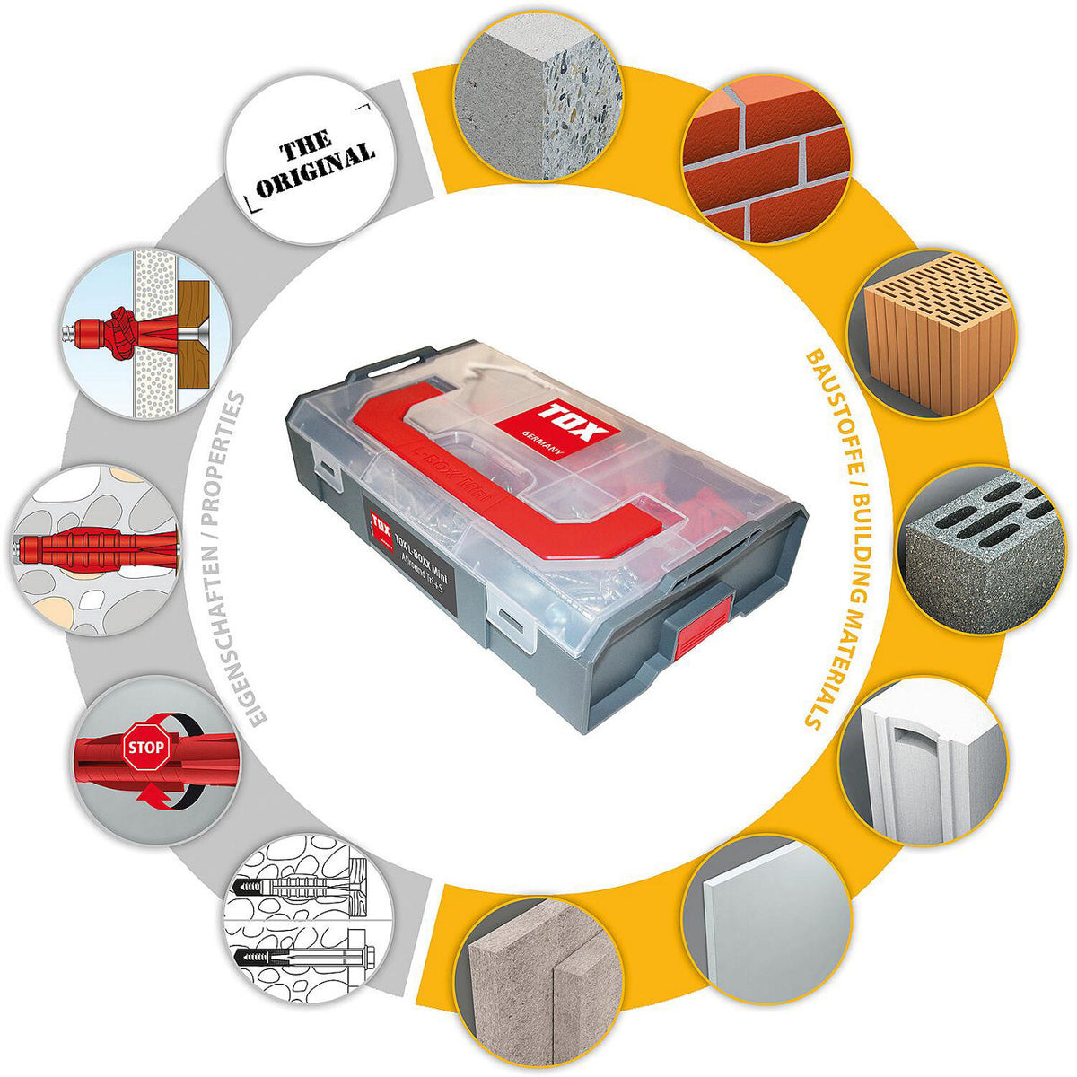Assortiment de chevilles et vis TOX L-BOXX Mini Allround Tri+S, 280 pièces