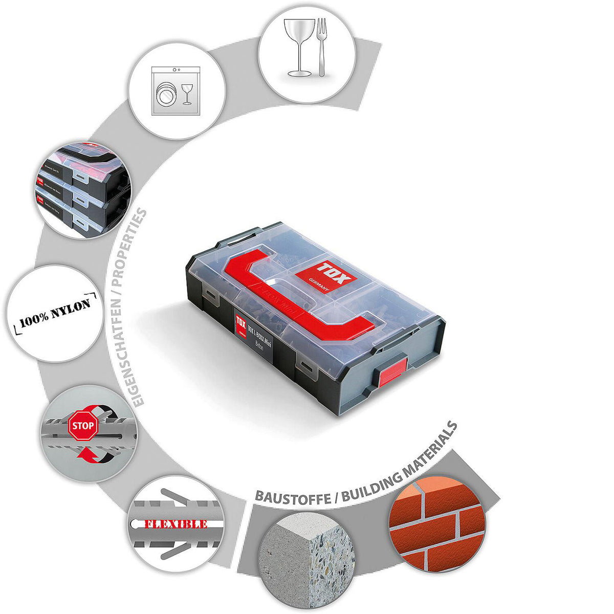 TOX L-BOXX Mini chevilles à expansion pour béton Barracuda 296 pièces