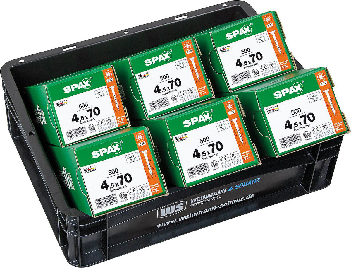 Pack promo WS + SPAX vis à tête fraisée WIROX Ø4,5x70 mm, 3000 pièces + WS BOX