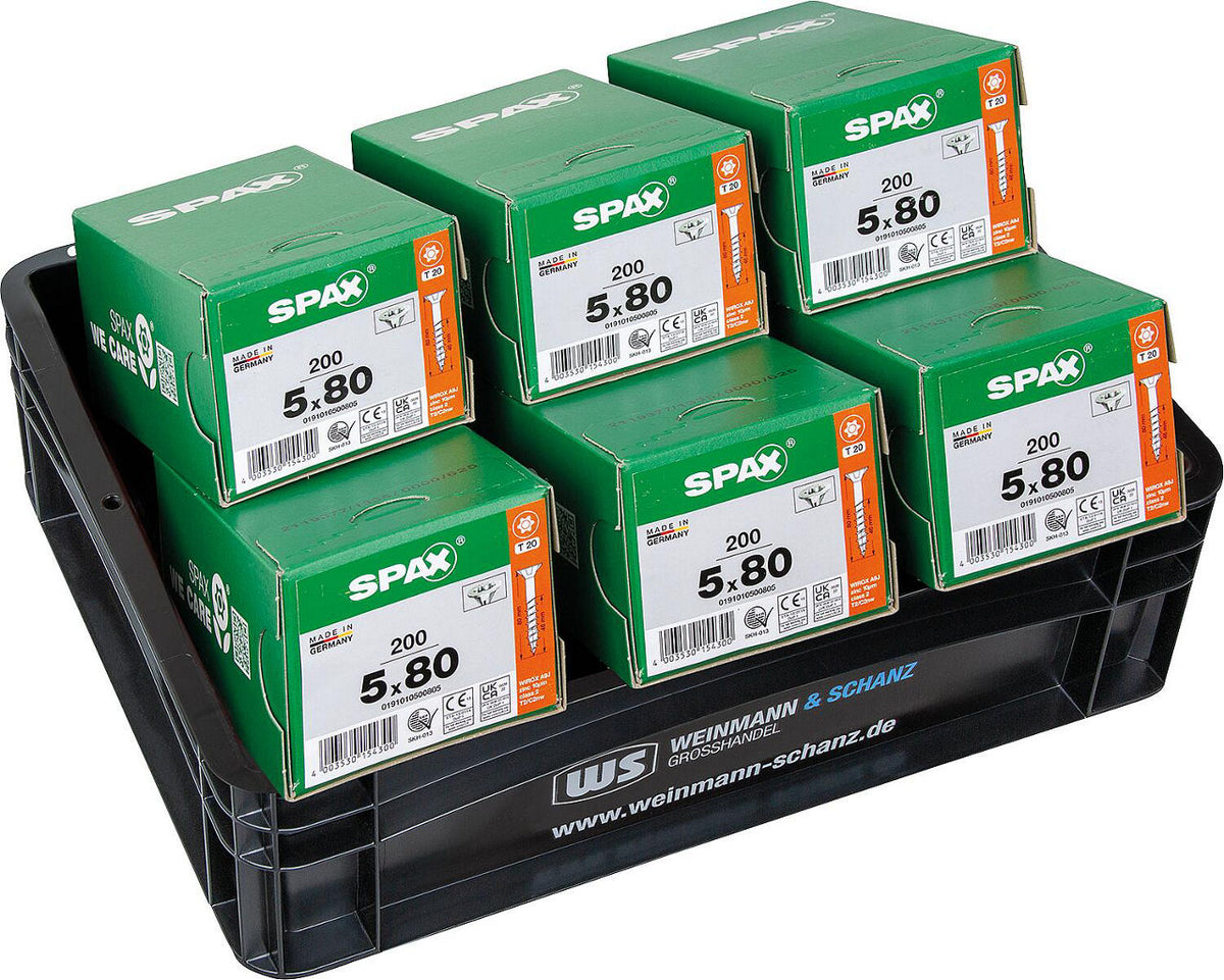 Pack promo WS + SPAX vis à tête fraisée WIROX Ø5,0x80 mm, 1200 pièces + WS BOX