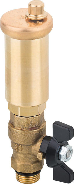 Purgeur automatique solaire AFRISO, avec robinet à boisseau sphérique d’arrêt, DN 10 (3/8") mâle