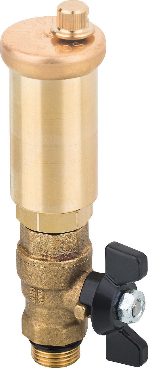 Purgeur automatique solaire AFRISO, avec robinet à boisseau sphérique d’arrêt, DN 10 (3/8") mâle