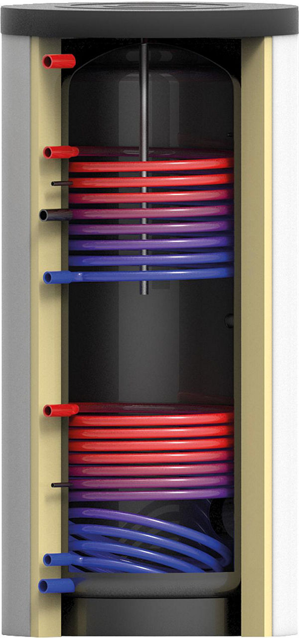 Ballon d'eau chaude sanitaire solaire EV-TWS-2W acier émaillé, 2 échangeurs