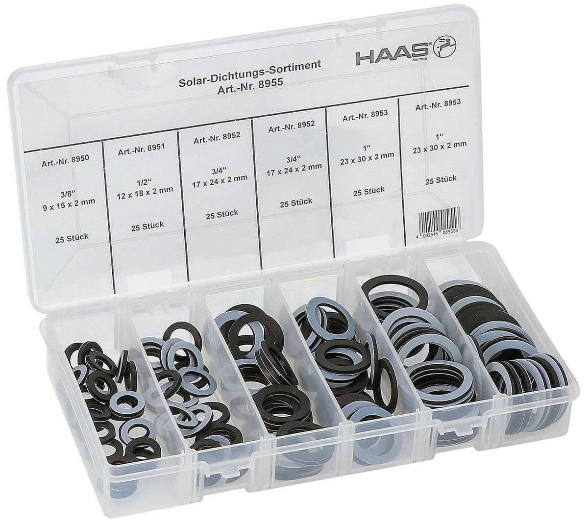 Assortiment de joints solaires Taille: DN 10 (3/8") x DN 25 (1") Contenu: 150 pcs