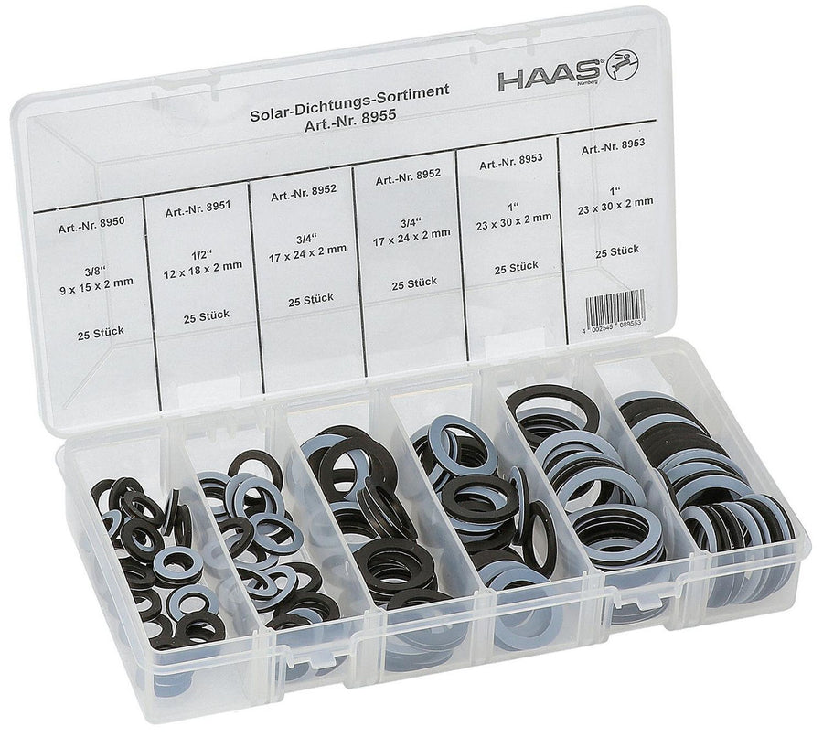 Assortiment de joints solaires Taille: DN 10 (3/8") x DN 25 (1") Contenu: 150 pcs