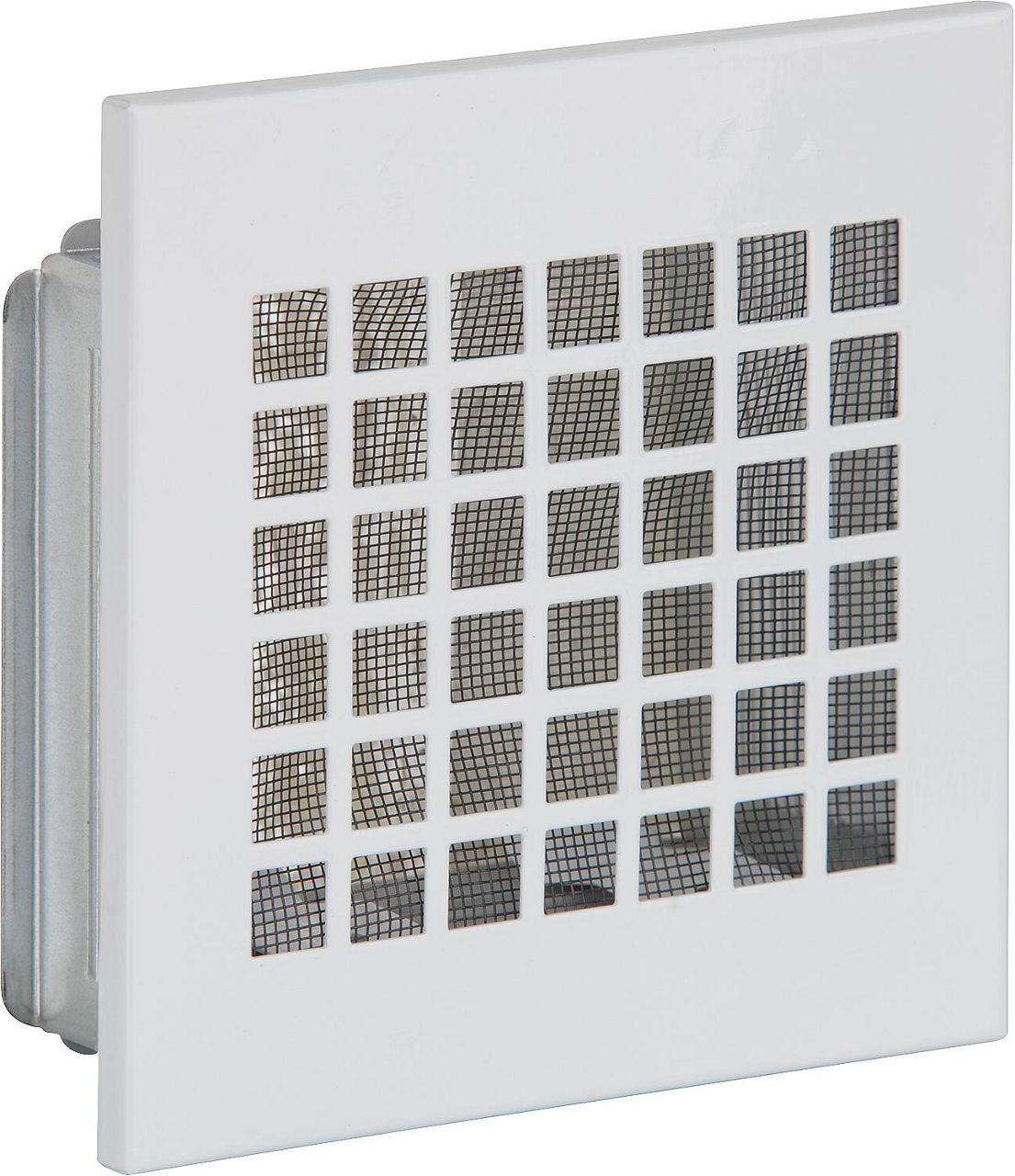 Grille de ventilation rectangulaire UPMANN en tôle d'acier blanche, moustiquaire et cadre