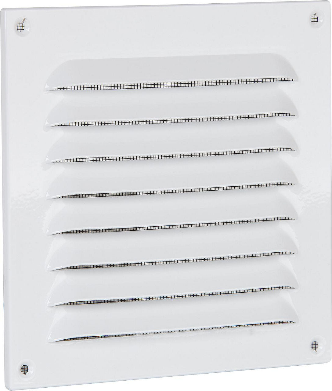 Grille pare-pluie carrée en aluminium blanc avec moustiquaire UPMANN