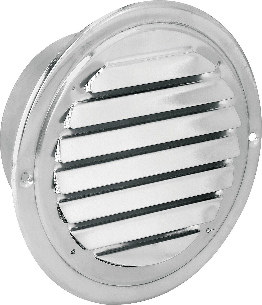 Grille de ventilation ronde en inox V2A à lamelles fixes avec moustiquaire