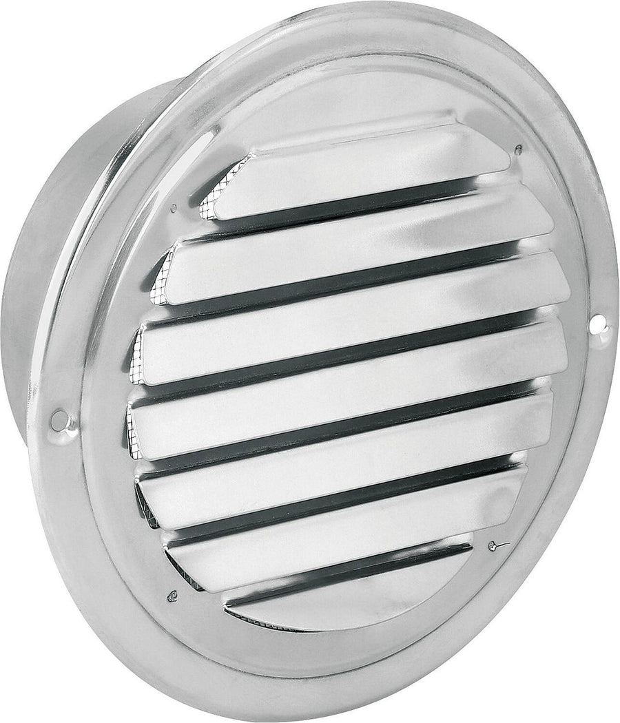 Grille de ventilation ronde en inox V2A à lamelles fixes avec moustiquaire