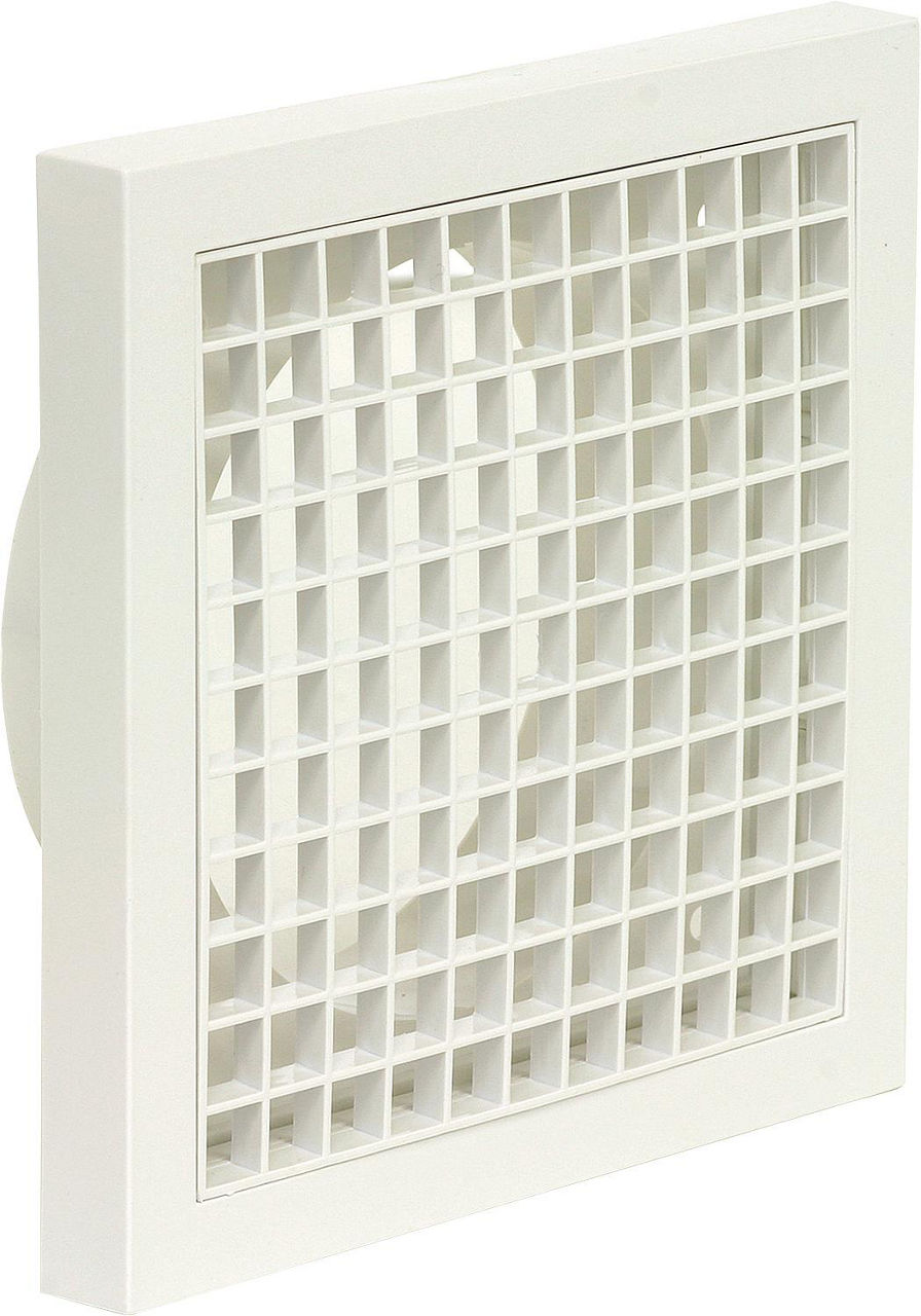 Grille de ventilation Helios L-G blanche avec tubulure de raccordement