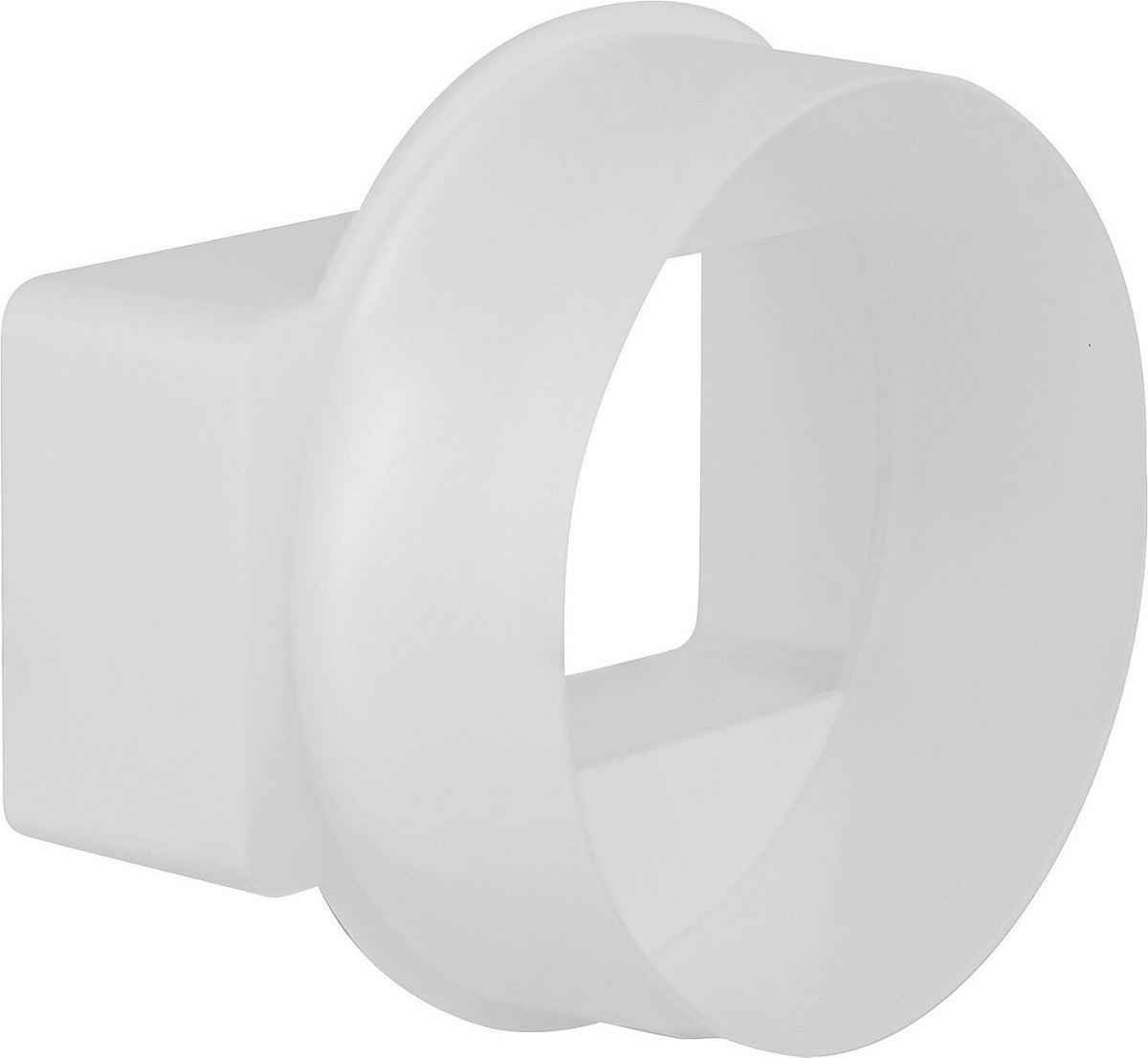 Pièce de transition Helios carré/rond Ø 100 mm vers 100 x 50 mm, plastique blanc
