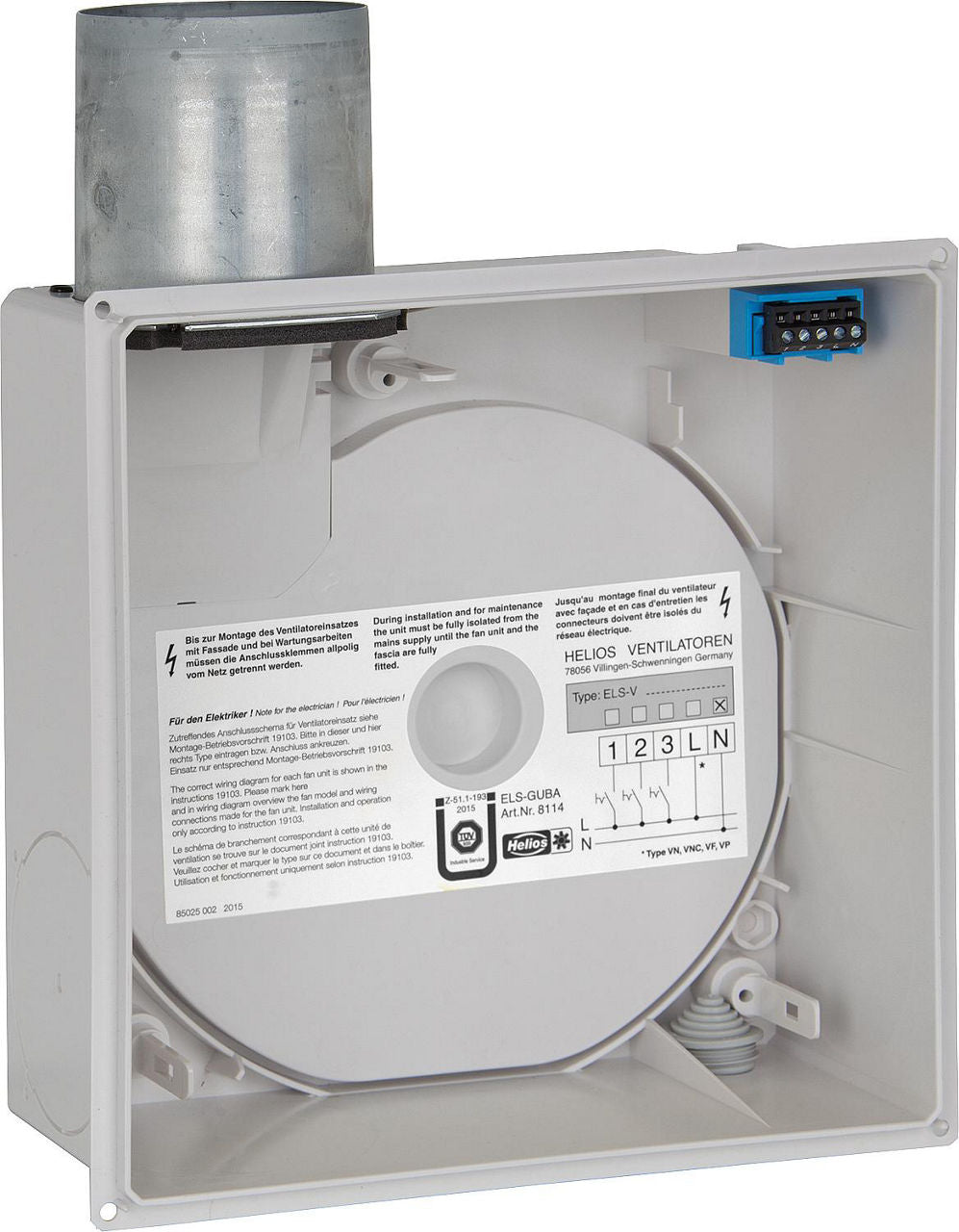 Boîtier encastré Helios ELS-GU / GUB / GUBA, pour ventilation d'une ou deux pièces