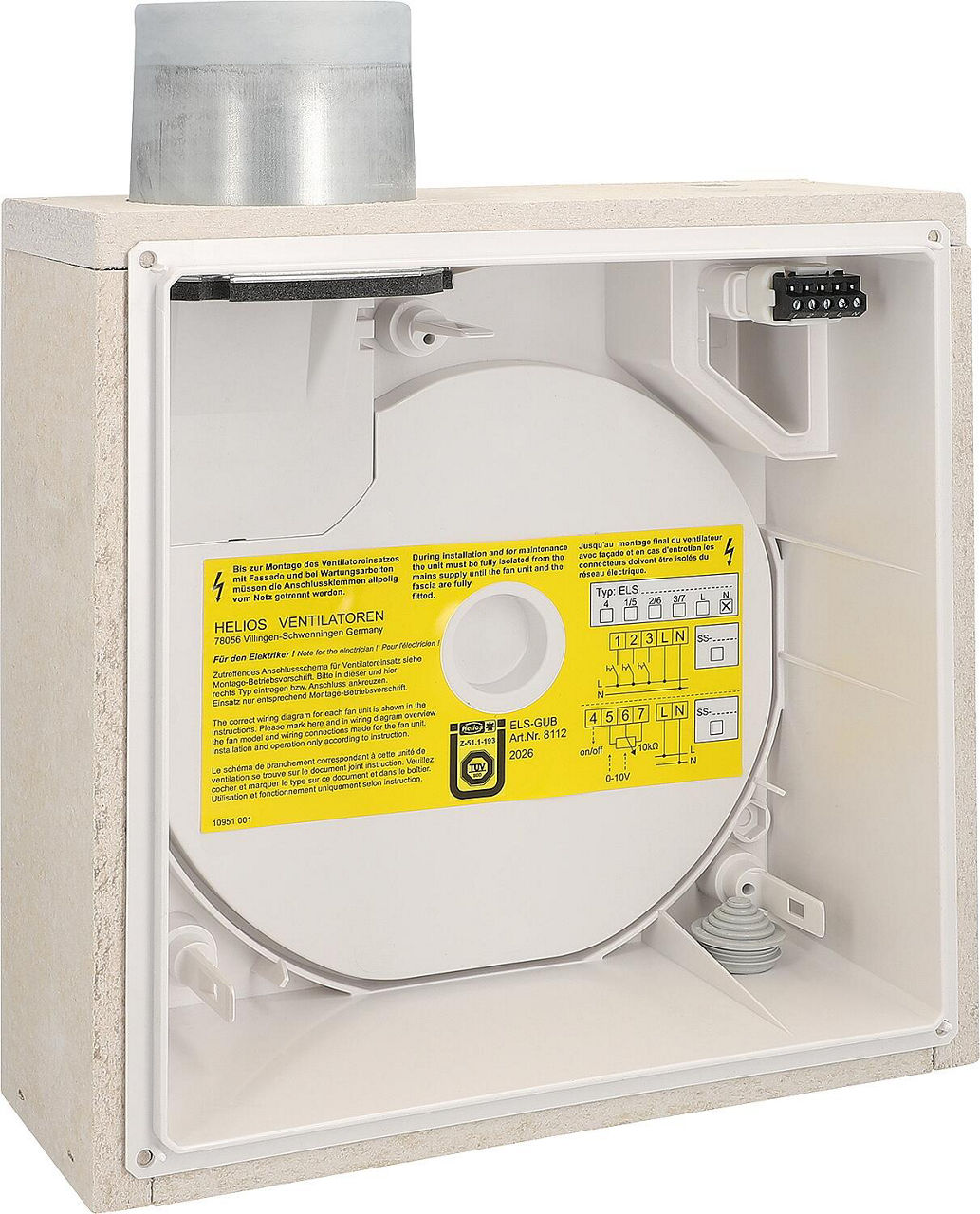 Boîtier encastré Helios ELS-GU / GUB / GUBA, pour ventilation d'une ou deux pièces