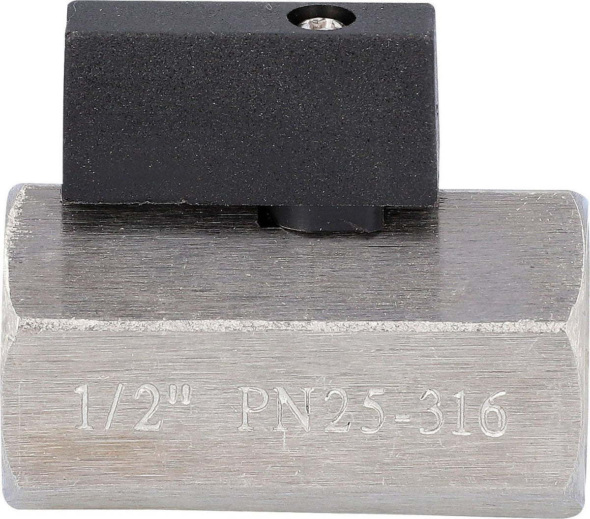 Mini robinet à boisseau sphérique inox femelle × femelle, levier nylon
