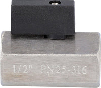 Mini robinet à boisseau sphérique inox femelle × femelle, levier nylon