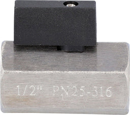 Mini robinet à boisseau sphérique inox femelle × femelle, levier nylon
