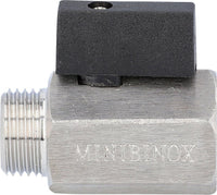 Mini robinet à boisseau sphérique inox femelle × mâle, levier nylon