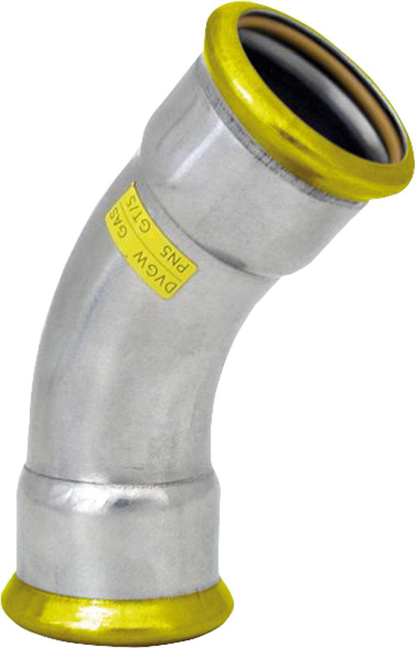 Raccord à sertir gaz inox coude 45° F/F