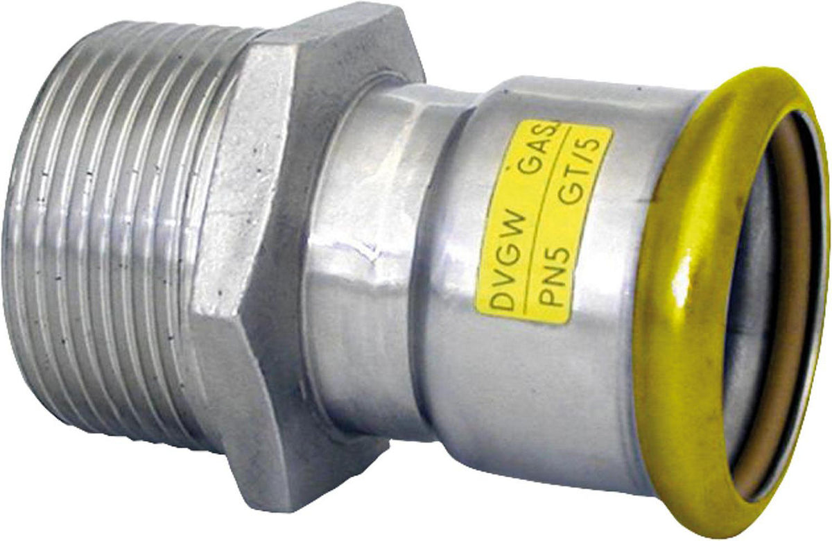 Raccord à sertir gaz inox réduction sertir × filetage mâle