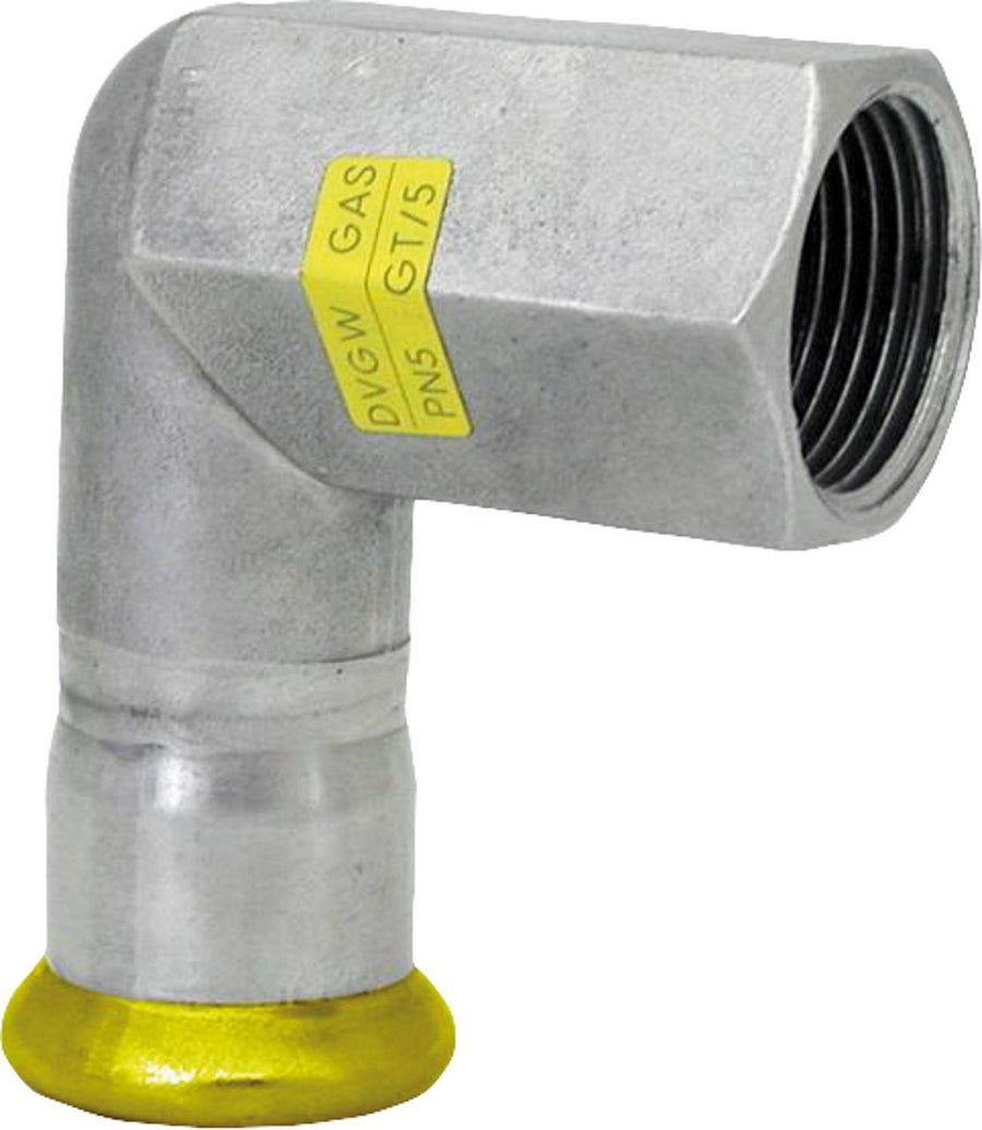 Raccord à sertir gaz inox coude 90° sertir × filetage femelle