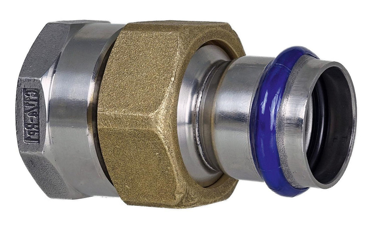 Raccord traversant à sertir × visser inox contour V (filetage F)