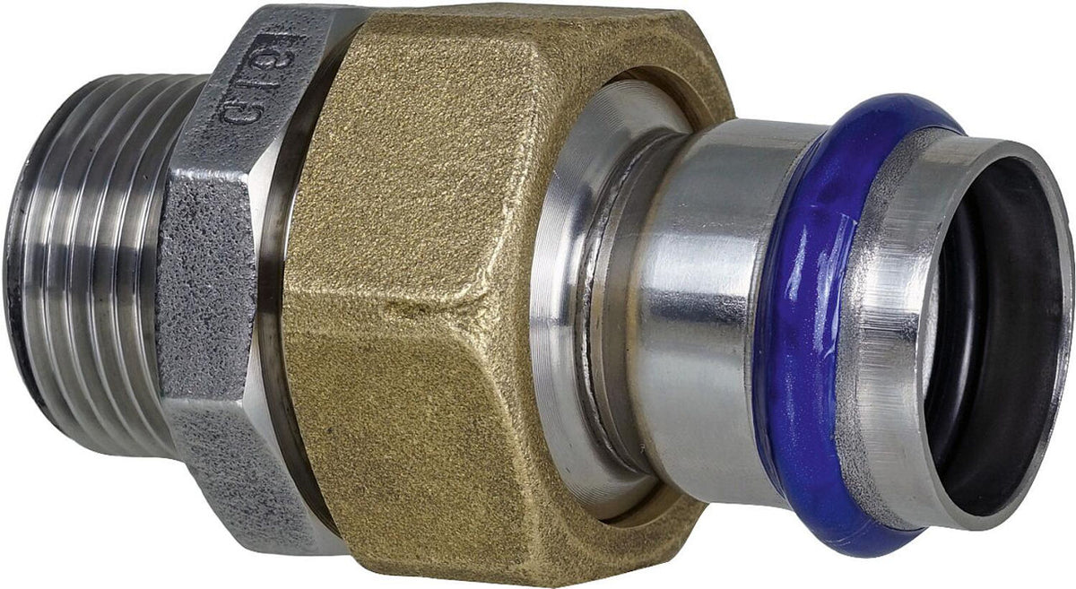 Raccord traversant à sertir × visser inox contour V (filetage M)